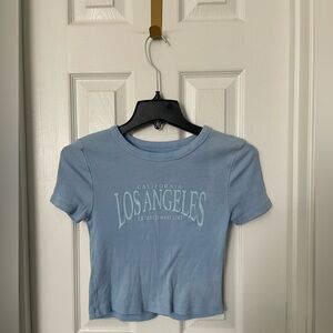 Los Angeles Graphic Tee - Light Blue Crop Top